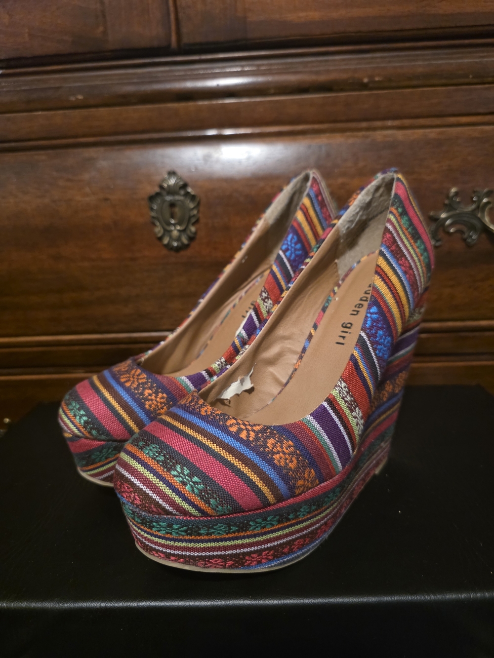 Madden Girl Multicolor Striped Platform Wedges